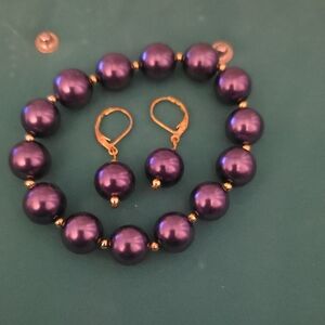 Elegant Purple and Gold Jewelry Set. Never Worn